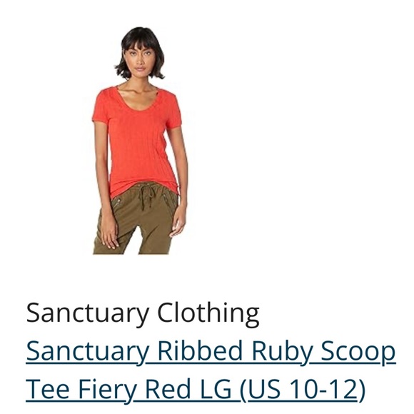 Sanctuary Red Scoop Neck Short Sleeve Tee sz large - Picture 6 of 6